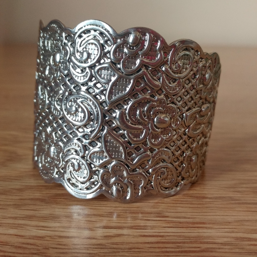 Embossed silver bracelet